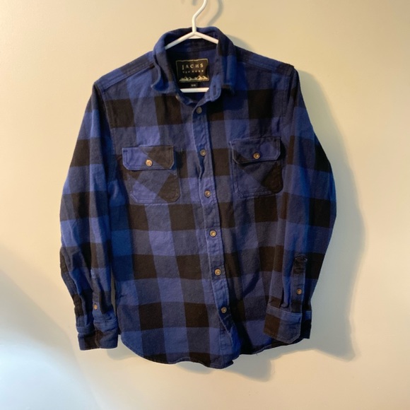Jachs New York Heavy Flannel Blue/Black Shacket GUC Men’s Medium - Picture 4 of 5